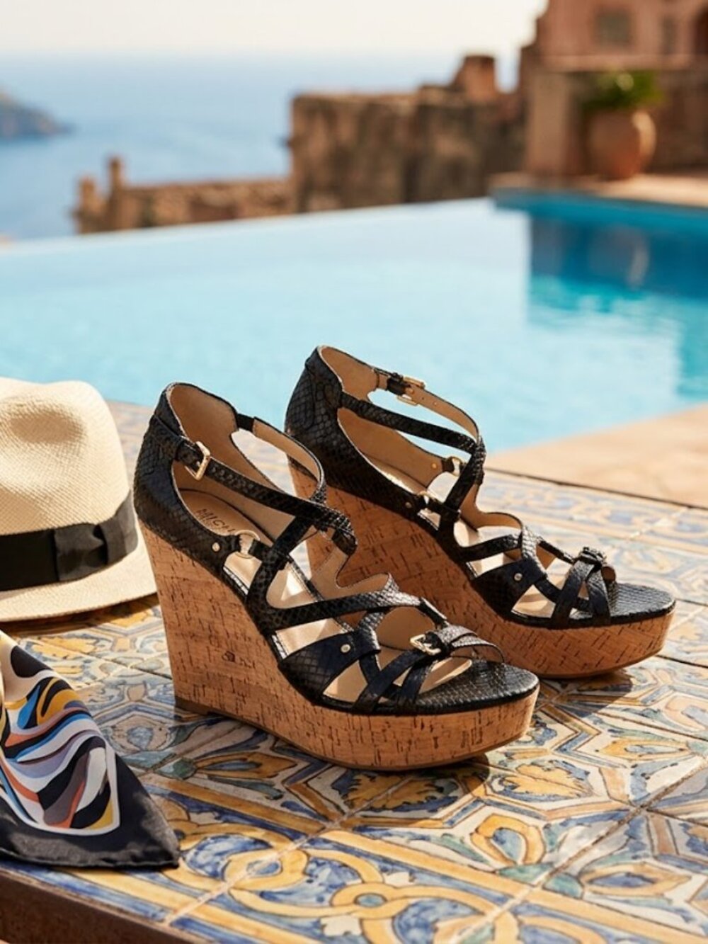 *Michael Kors* snakeskin strappy wedge sandal